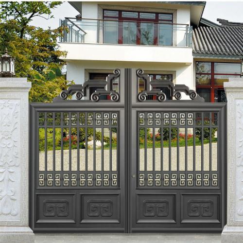 廠家批發(fā)歐式鋁藝庭院別墅大門(mén)鋁合金農(nóng)村中式電動(dòng)大門(mén)平開(kāi)雙開(kāi)門(mén)